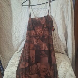SHEIN Artistic Print Maxi Dress in Brown